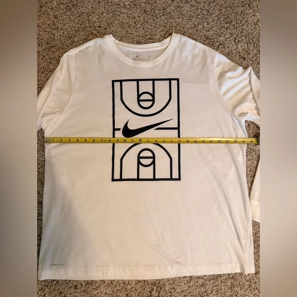 Nike Dri-FIT Basketball Court Graphic Long Sleeve Shirt Men’s 2XL White